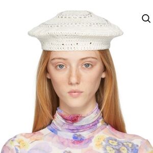 NWT GANNI crochet beret in Egret
